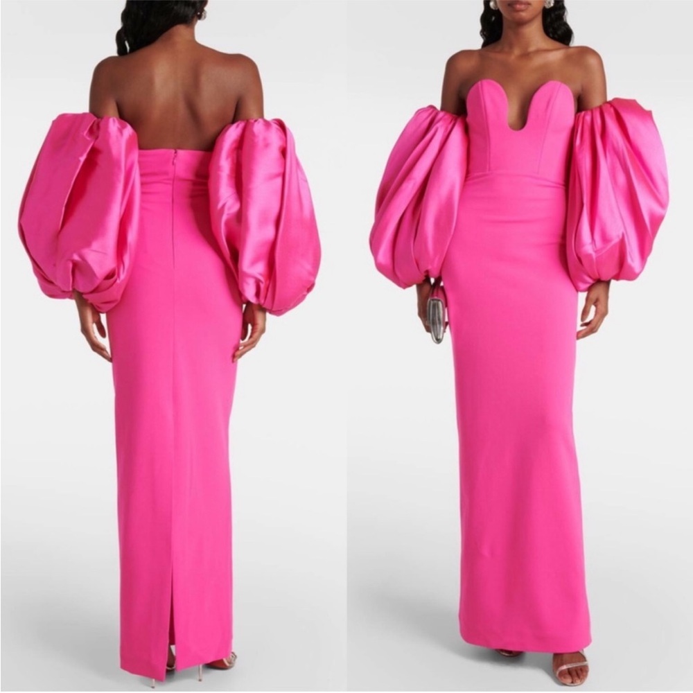 Elegant Pink Off-Shoulder Evening Gown